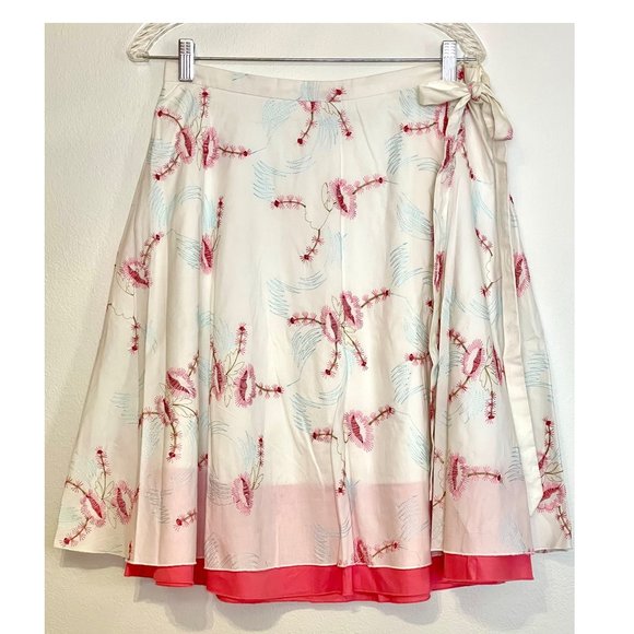 Floral Embroidered skirt ~ Anthropologie ~ with coral underskirt - Picture 1 of 6